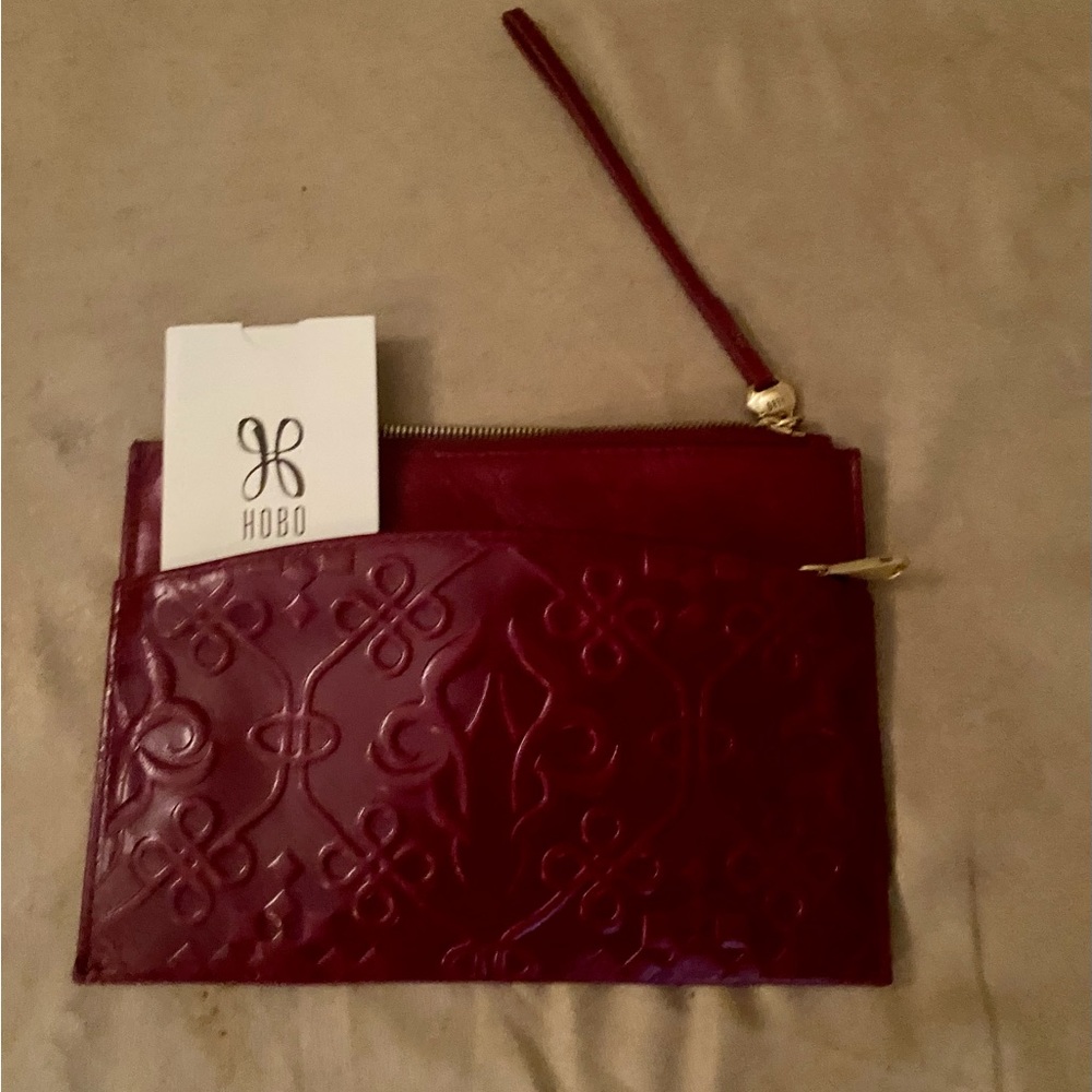 Beautiful Hobo embossed leather wristlet